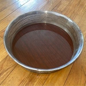 SILVER PLATED Tray Vanity Formica by Cyanamid vintage. 
3 ball feet hallmarked